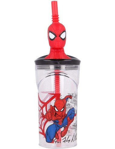 3D Spider-Man glass with straw RTIST51366 Futurart | Futurartshop.com