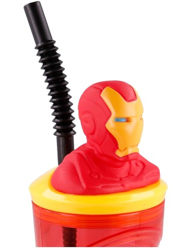 3D Iron-Man glass with straw RTIST57778 Futurart | Futurartshop.com