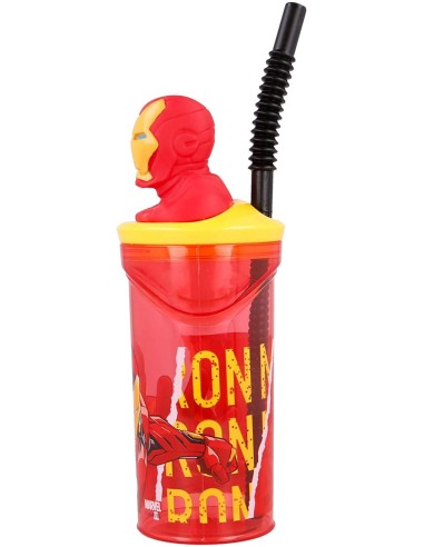 3D Iron-Man glass with straw RTIST57778 Futurart | Futurartshop.com
