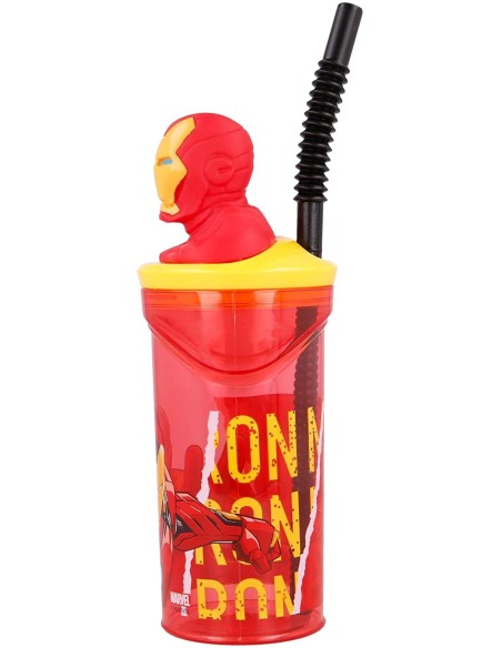 Bicchiere Iron-Man in 3D con cannuccia RTIST57778 Futurart | Futurartshop.com