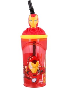 3D Iron-Man glass with straw RTIST57778 Futurart | Futurartshop.com
