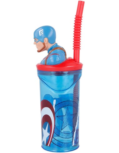 Bicchiere Captain America in 3D con cannuccia RTIST57766 Futurart | Futurartshop.com