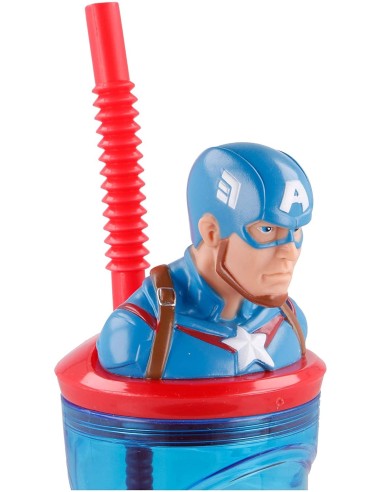 Bicchiere Captain America in 3D con cannuccia RTIST57766 Futurart | Futurartshop.com