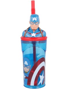 Captain America 3D glass with straw RTIST57766 Futurart | Futurartshop.com