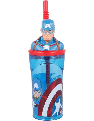 Bicchiere Captain America in 3D con cannuccia RTIST57766 Futurart | Futurartshop.com