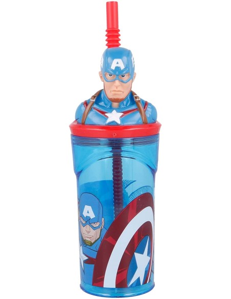 Bicchiere Captain America in 3D con cannuccia RTIST57766 Futurart | Futurartshop.com