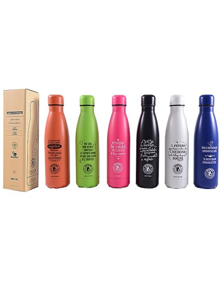 Borraccia termica in acciaio con aforismi - 500 ml 8 colori RTIMPAS03 Futurart | Futurartshop.com