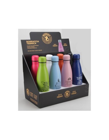 Borraccia termica in acciaio con aforismi - 500 ml 8 colori RTIMPAS03 Futurart | Futurartshop.com