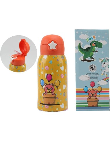 Thermal water bottle with straw Bab Animali animals - 500 ml 4 models RTIMPBB04 Futurart | Futurartshop.com