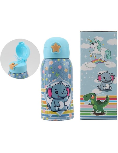 Thermal water bottle with straw Bab Animali animals - 500 ml 4 models RTIMPBB04 Futurart | Futurartshop.com