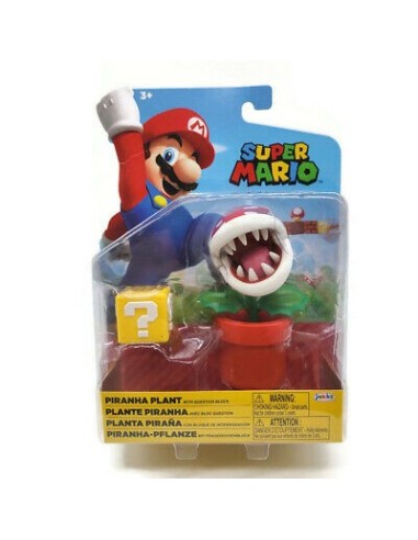 Super Mario personaggio Pianta Piragna con question box - 11 cm JAK40825 Jakks Pacific | Futurartshop.com