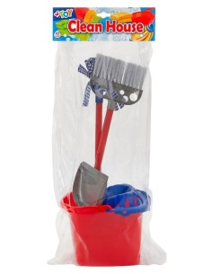 Clean house bucket with mop broom and dustpan GLO40371 Globo | Futurartshop.com