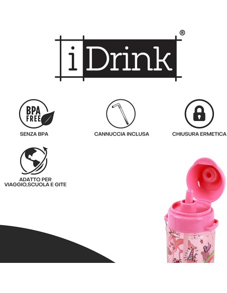Tritan water bottle with unicorns 400 ml TOTID2116 i-total | Futurartshop.com