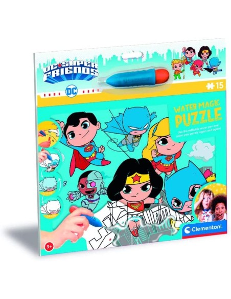 Magic Puzzle ad acqua DC Super eroi friends 15 pezzi CLE22243 Clementoni | Futurartshop.com
