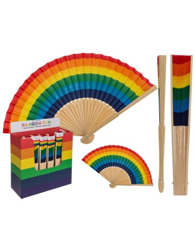 Bamboo fan rainbow color 21 cm OTB230192 Out of The Blue | Futurartshop.com