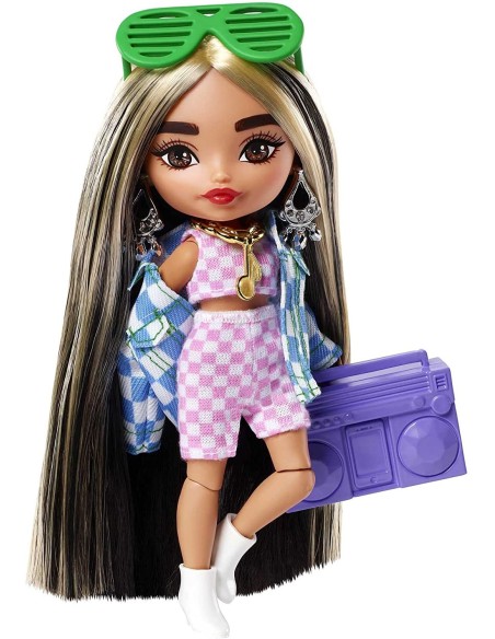Barbie Extra mini bambola con completo a scacchi rosa MAGHGP62/HGP64 Mattel | Futurartshop.com