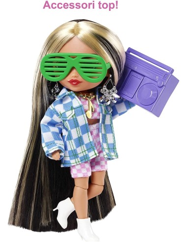 Barbie Extra mini bambola con completo a scacchi rosa MAGHGP62/HGP64 Mattel | Futurartshop.com