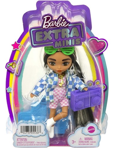 Barbie Extra mini bambola con completo a scacchi rosa MAGHGP62/HGP64 Mattel | Futurartshop.com