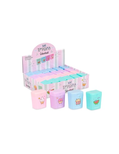 Penknife with 2 holes and pastel color tank with stickers LAGCOL22021 Colourbook | Futurartshop.com
