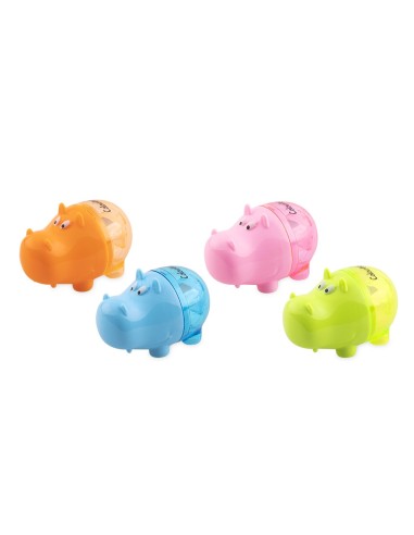 Hippo pencil sharpener with 1 hole and tank-4 colors LAGCOL22024 Colourbook | Futurartshop.com