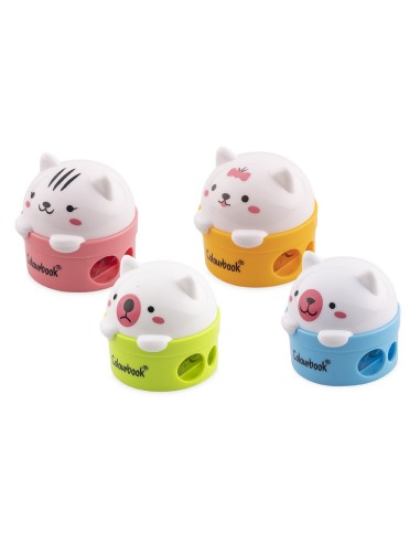 Pencil sharpener Lill Gattino kitten with 2 holes and tank-4 colors LAGCOL22023 Colourbook | Futurartshop.com