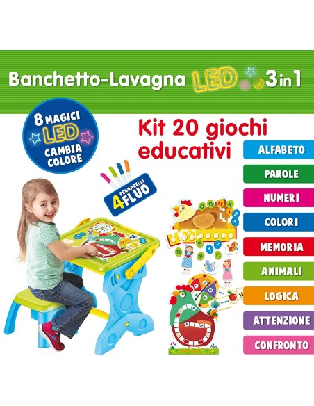 Small carrot banquet-whiteboard LED 3 in 1 LIS68616 Lisciani | Futurartshop.com
