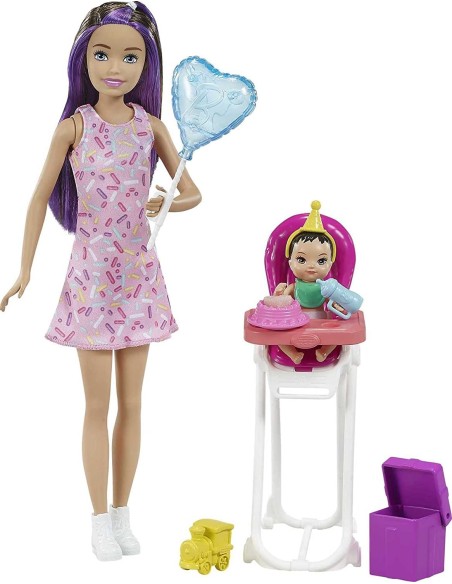 Barbie Bab PLA sitter PLA bambola set doll with high chair TOYFHY97/GRP40 Mattel | Futurartshop.com