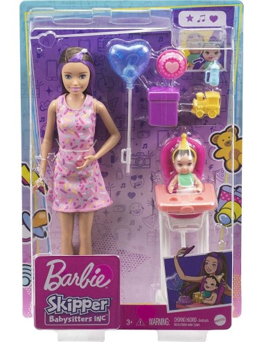 Barbie Bab PLA sitter PLA bambola set doll with high chair TOYFHY97/GRP40 Mattel | Futurartshop.com