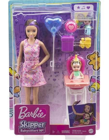 Barbie Bab PLA sitter PLA bambola set doll with high chair TOYFHY97/GRP40 Mattel | Futurartshop.com