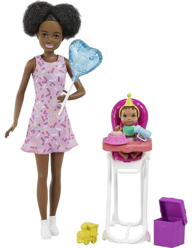 Barbie Babysitter playset bambola mulatta con seggiolone TOYFHY97/GRP41 Mattel | Futurartshop.com