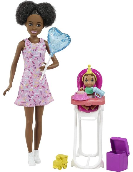 Barbie Babysitter playset bambola mulatta con seggiolone TOYFHY97/GRP41 Mattel | Futurartshop.com