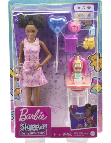 Barbie Babysitter playset bambola mulatta con seggiolone TOYFHY97/GRP41 Mattel | Futurartshop.com
