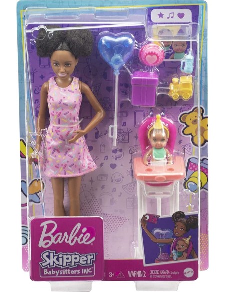 Barbie Bab PLA sitter plaset set mulatto doll with high chair TOYFHY97/GRP41 Mattel | Futurartshop.com