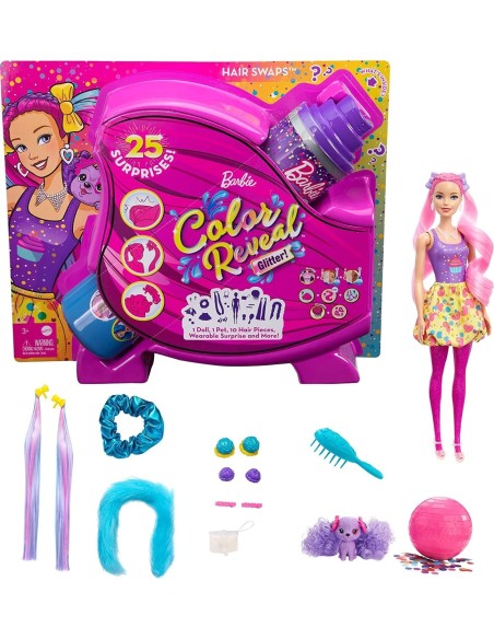 Barbie Color Reveal Ultimate Hair confezione rosa TOYHBG38/HBG39 Mattel | Futurartshop.com