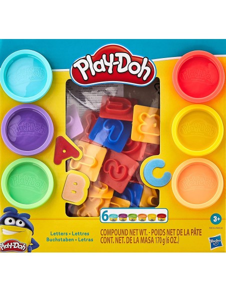 PLA do-Doh letter Cutter set with 6 jars HASE85305L00/E8532 Hasbro | Futurartshop.com
