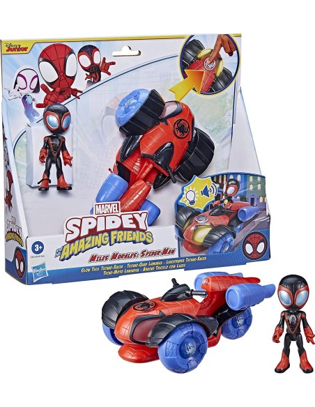 Spide personaggio character Miles Morales with car Glo Tech HASF4252/F4531 Hasbro | Futurartshop.com