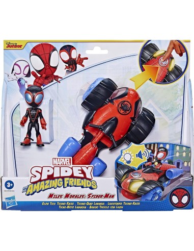 Spide personaggio character Miles Morales with car Glo Tech HASF4252/F4531 Hasbro | Futurartshop.com