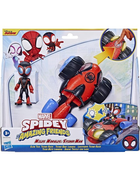 Spidey personaggio Miles Morales con auto Glow Tech Techno Racer HASF4252/F4531 Hasbro | Futurartshop.com