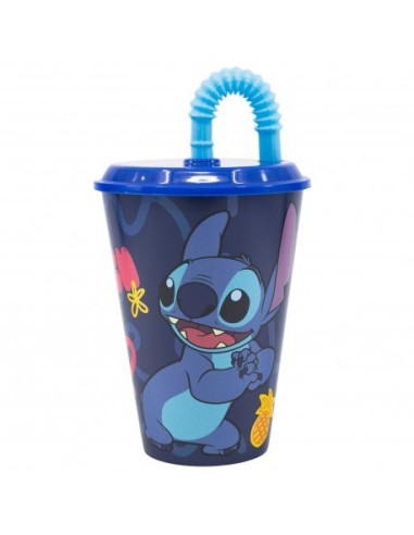 Stitch glass with straw 430 ml RTI75030 Futurart | Futurartshop.com