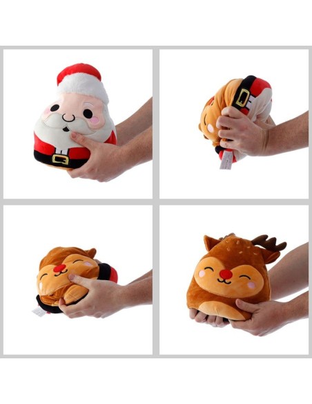 Cuscino reversibile babbo natale-renna in peluche PUCXCUSH324  | Futurartshop.com