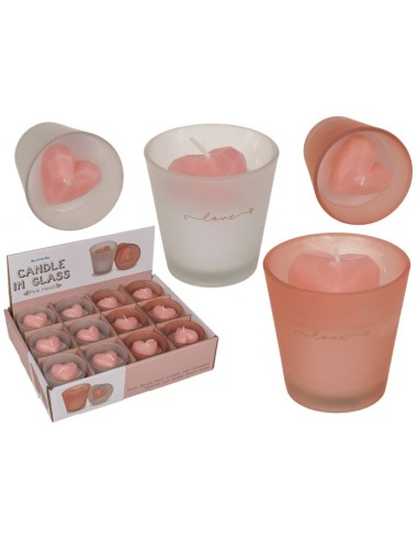 Candle in jar with pink heart 2 models OTB153326 Out of The Blue | Futurartshop.com