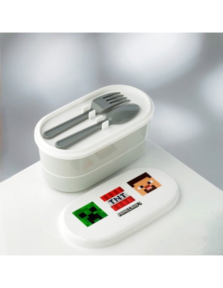Portapranzo rotondo Minecraft con scomparti impilati PUCLBOX86 Futurart | Futurartshop.com