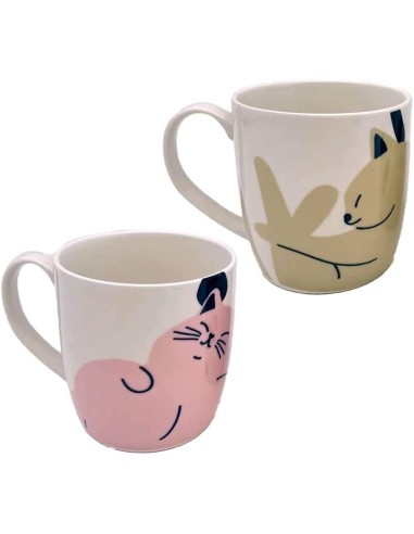 Set 2 tazze cats life in porcellana PUCMUGS21 Futurart | Futurartshop.com