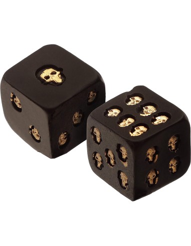 Set of 2 black dice with golden skulls PUCSK280 Futurart | Futurartshop.com