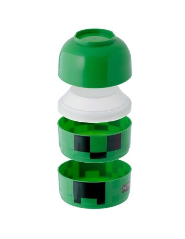 Portapranzo rotondo verde Minecraft con scomparti impilati PUCLBOX83 Futurart | Futurartshop.com