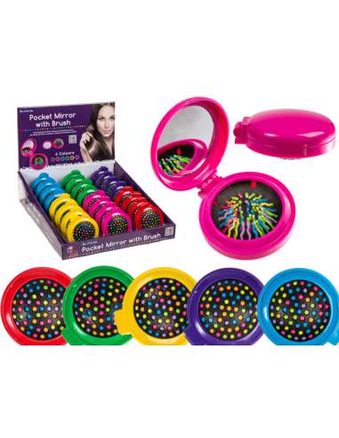 Portable mirror with brush 6 colors OTB76/3348 Out of The Blue | Futurartshop.com