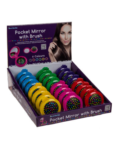 Portable mirror with brush 6 colors OTB76/3348 Out of The Blue | Futurartshop.com