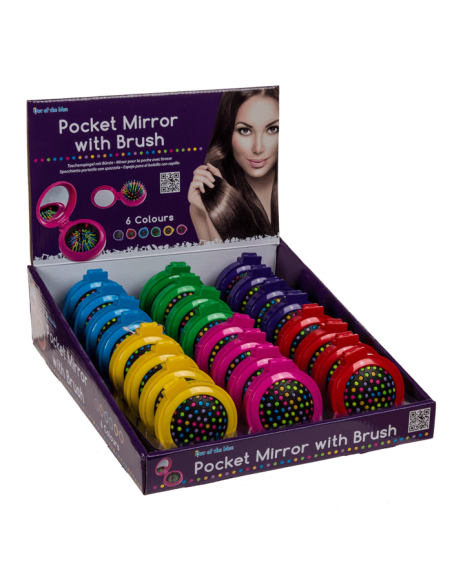 Portable mirror with brush 6 colors OTB76/3348 Out of The Blue | Futurartshop.com