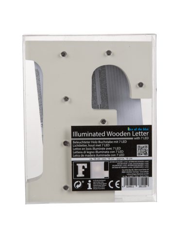 Lettera F in legno illuminata con 7 LED OTB57/6079 Out of The Blue | Futurartshop.com