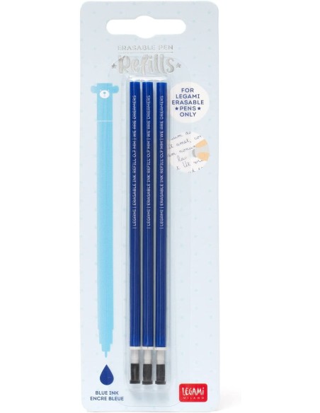 Pack 3 blue refill for erasable gel pen LEGREFEP0005 Legami Milano | Futurartshop.com